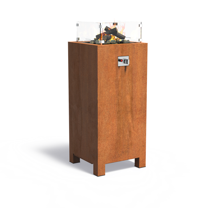 Gasbrenner aus Cortenstahl (55cm x 55cm x 120cm)