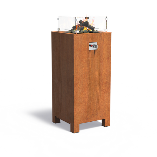 Gasbrenner aus Cortenstahl (55cm x 55cm x 120cm)