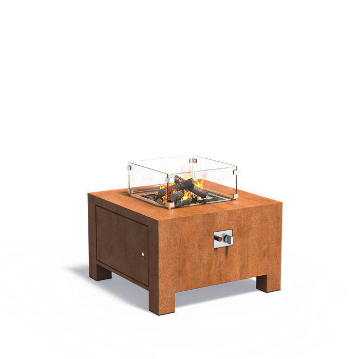 Gasbrenner aus Cortenstahl (80cm x 80cm x 50cm)