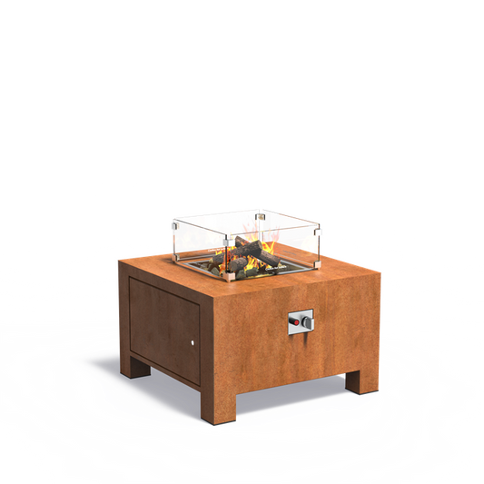 Gasbrenner aus Cortenstahl (80cm x 80cm x 50cm)