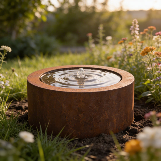 Wassertisch aus Cortenstahl "rund"