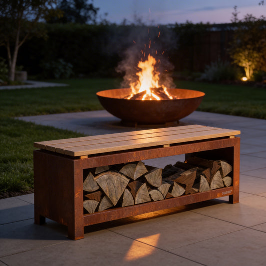 Holzlager Sitzbank 120 cm