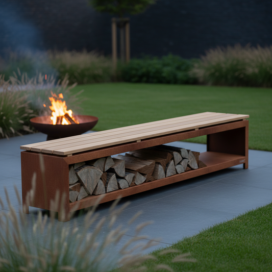 Holzlager Sitzbank 200 cm