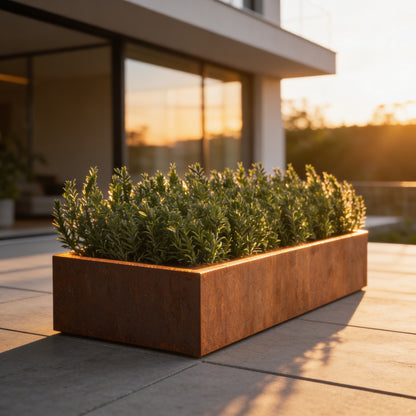 Cortenstahl Pflanzgefäße "rechteckig mit Boden"