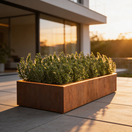 Cortenstahl Pflanzgefäße "rechteckig mit Boden"