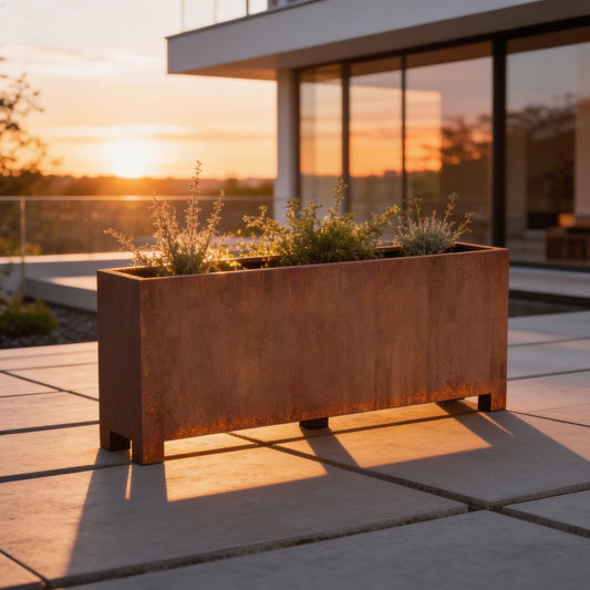 Hochbeete aus Cortenstahl "mit Füßen"