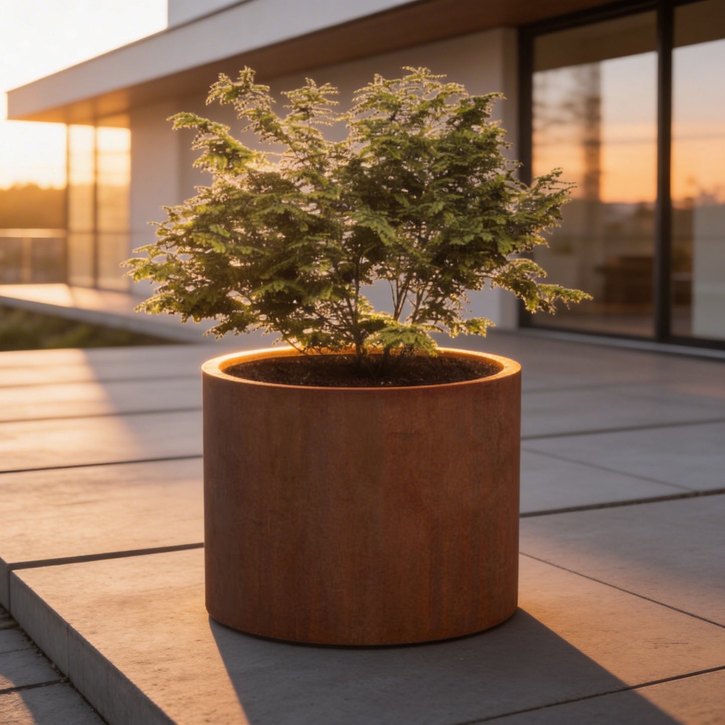 Cortenstahl Pflanzgefäß "rund mit Boden"