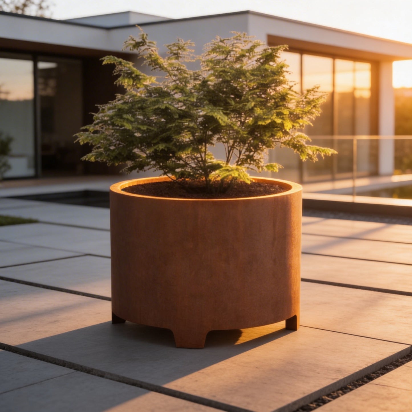 Cortenstahl Pflanzgefäß "rund mit Füßen"