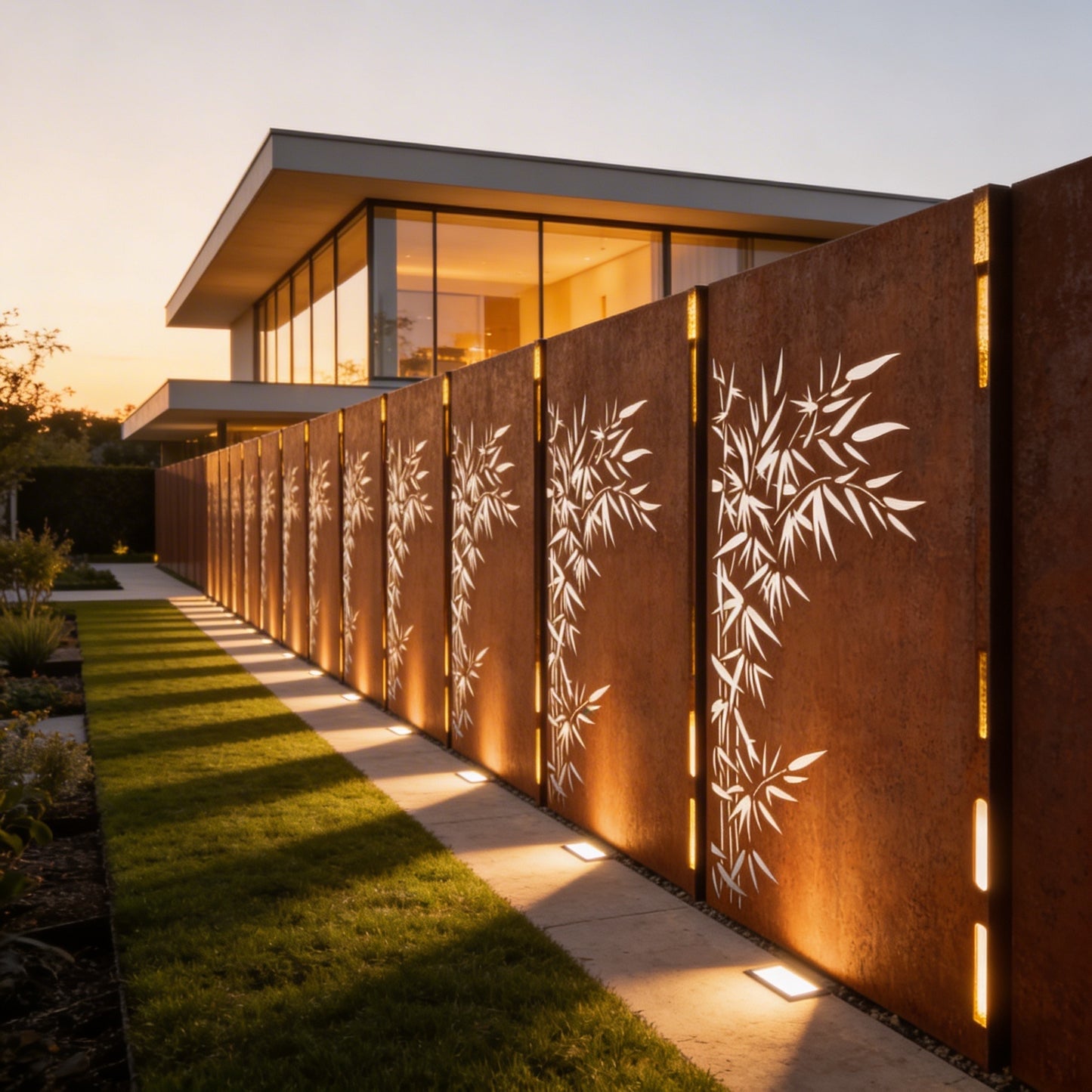 Paneele aus Cortenstahl "Blätter oben"