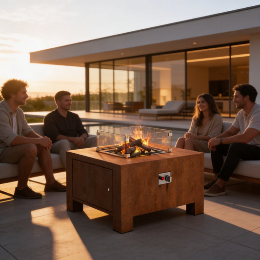 Gasbrenner aus Cortenstahl (80cm x 80cm x 50cm)