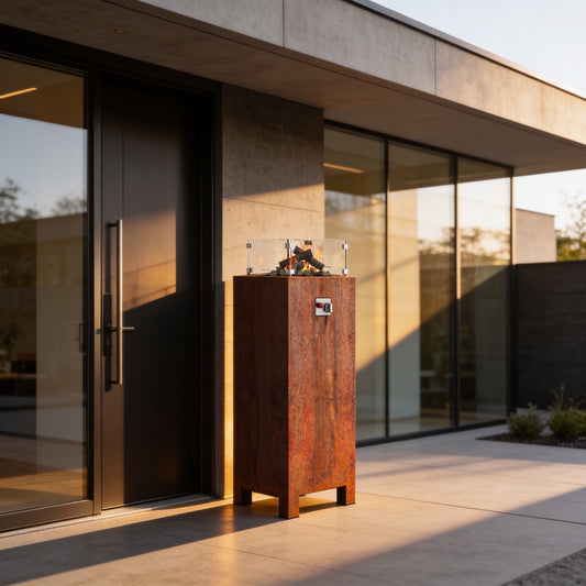 Gasbrenner aus Cortenstahl (55cm x 55cm x 120cm)